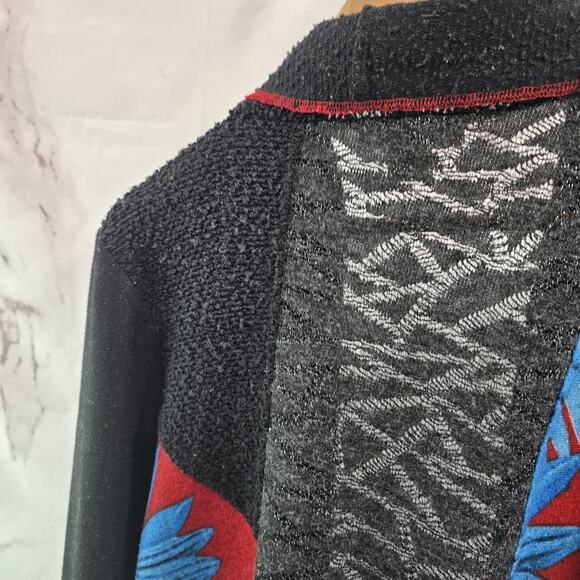 Anes A Cardigan Women XL Vintage Black Blue Red Duster Kimono Boho Artsy Wear - Picture 6 of 10